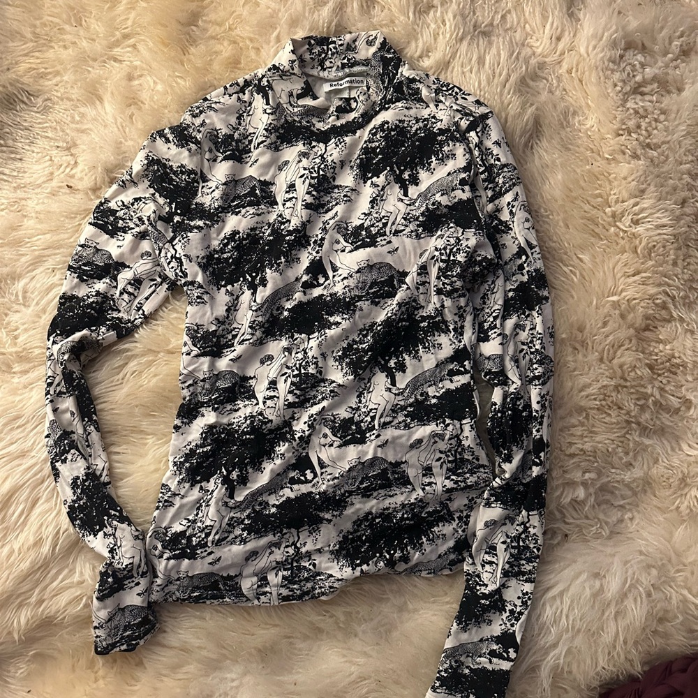 Reformation naked lady with cheetah turtleneck